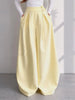 Solid Yellow Pant 2 Piece Set Women's Full Sleeves Buttons Waist-cinching Coats Wide-leg Trousers Ladies Autumn Outfit