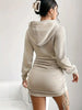 Women's Casual Long Sleeved Solid Color Pattern Short Hooded Dress Short Skirt, Suitable for Daily Outdoor Wear