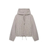 Autumn Women Plaid Hooded Cropped Jacket Zipper Drawstring Hem Long Sleeve Loose Casual Outerwear Lady Outfit