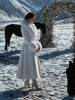 Women Wool Blend Coat Faux Fur Collar And Cuffs Fitted Waist Flared Maxi Silhouette Outerwear Winter Elegant Street Overcoat