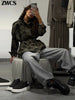 Camouflage Stand Collar Jackets Women's Casual Zipper Drawstring Waist-cinching Pockets Coat Autumn Ladies Outwear