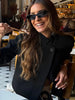 Elegant Solid Crop Blazer Jacket Women Chic Half Sleeves Lapel Loose Short Single Button Coat Lady Daily Street Outerwear