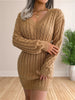 Women Sweater Dresses Cocktail V Neck Knitted Dress Sweater Sheath Dress