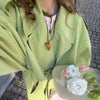 Green Lapel Belt Lace Up Long Trench Coat Women Lantern Sleeve Waist Cinching Jacket Autumn Lady Street Daily Outerwear