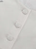 Elegant White O-Neck Womens Dresses Wrist Sleeve Single Breasted Dresses Casual High Waisted Ankle-Length Dress