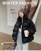 Winter Women Parkas Warm Down Cotton Coats Bubble Jacket Thick Knitted Loose Puffer Coat Stand Collar Female Outwear