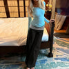 Womens Casual Pajama Pants Striped Low Waisted Lounge Pants Elastic Waist Drawstring Long Trousers