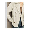 Women Cropped Trench Coat Spring Fall Double-Breasted Outerwear Adjustable Sleeve Tab Short Jacket W53FB2569