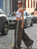 Casual Leopard Print Pants Women Fall Sporty Patchwork Stripes Autumn Basic Streetwear Hipster Loose Trousers