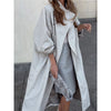 Lady Oversized Long Trench Women Coat Stand Collar Single Breasted Loose Wide Sleeve Casual Coats Autumn Winter Chic Jackets