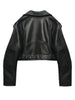 Women Faux PU Leather Jacket Casual Lady Lapel Zipper Short Leather Jacket High Street Motorcycle Coat