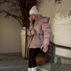 Solid Hooded Padded Jacket Women's Warm Long Sleeve Oversized Jacket Autumn Winter Lady High Street Outerwear