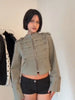 Retro Stand Collar Crop Jacket Chic Epaulet Shoulder Strap Double Breasted Button Slim Fit Coat Lady Casual Army Style Outerwear