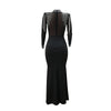 Women Mesh See Through Long Sleeve Diamonds Rhinestones Mermaid Long Dress Fall Evening Sexy Party Dresses Vestidos