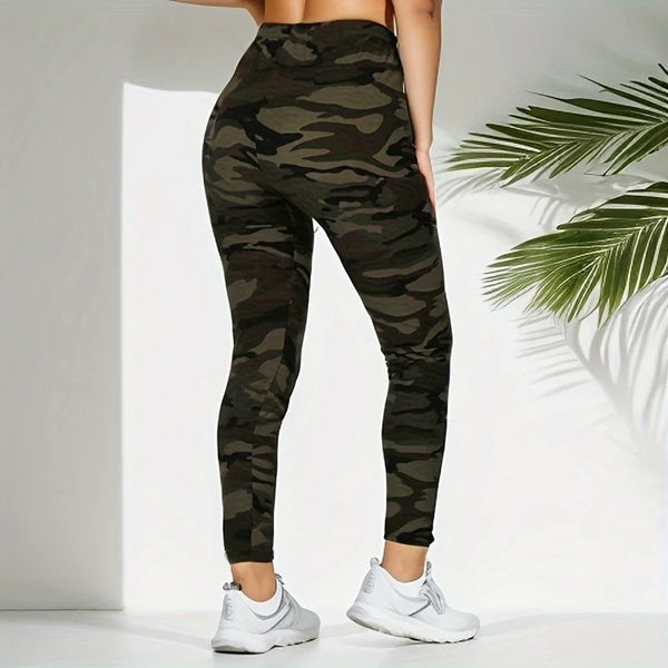 Camouflage Gray Green Women's Casual Sports Leggings 9%