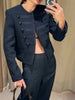 Retro Denim Military Jacket Women Solid Vintage Stand Collar Single Breasted Slim Short Jackets Lady Daily Street Outerwear