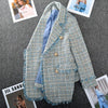 Large Size Women's Tweed Suit Spring Autumn Long Sleeve Vintage Double Breasted Tassel Loose Blazer Jacket Z888