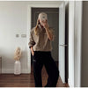 Brown Retro Suede Lapel Zippered Short Jackets Women's Casual Full Sleeves Pocket Loose Coats Spring Daily Commute Outwear