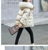 Winter Warm Duck Down Jacket Women's Clothes Glossy Fur collar Thicken Parka Short Down Coat Female