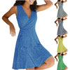 Dresses for Women Casual Plus Size Women's Floral Wrap V Neck Midi Dress A Line Swing Cap Sleeve Midi Vestidos De Fiesta