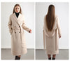 Women 100% Wool Peak Lapel Overcoat Belt Double-Breasted Autumn Winter Long Jacket Trench Coat Ladies Female Clothing #19
