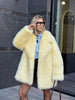 Faux Fur Lapel Coat Women's Elegant Solid Loose Lace-Up Leisure Jacket Winter Female Keep Warm Fur Coat