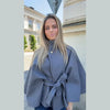 Women's Poncho Coats Vintage Stand Collar Belt Button Lace Up Full Sleeve Overcoat Female Autumn Lady Streetwears