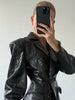 Crocodile Embossed Faux Leather Blazer Lapel Collar Long Sleeve Slim Waist Single Breasted Women Jacket Autumn Chic Coat