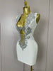 Sexy Silver Sequin White V Neck Cut Out Short Bandage Dress Women Elegant Birthday Party Club Wedding Vestidos