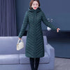 Middle-aged Womens Down Cotton Coat Winter Long Warm Quilted Cotton Jacket Female Casual Hooded Parka Overcoat Purple 5XL