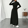 Knitted Elegant Long Sleeve Dress Women Autumn Winter Vintage Dresses Turtleneck Solid Vestidos Casual Street Y2K