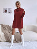 Women's Autumn Winter Knit Dress Solid Color Loose Turtleneck Comfortable Sweater Style Gown