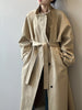 Stand Neck Long Trench Coat Women Spring Casual Turn-down Collar Single-breasted Trench Coat