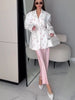 Flowers Print Loose Suit Collar Coat For Women Elegant Belted Waist Cinching Suit Jacket Female Street Chic Top