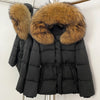 Real Fox Fur Down Coat Female Autumn Winter Warm Hooded Real Fur Duck Down Jacket Long Sleeves Outerwear Women Puffer Jacket