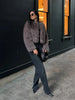Chic Grey Fluffy Faux Fur Jacket Women Elegant O Neck Long Sleeves Cropped Coats Autumn Winter Lady High Street Outwears