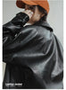 Women's Retro Black Leather Jacket Short Motorcycle Style Jackets with Metal Buttons Versatile Autumn and Spring Outerwear