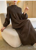 Puff Sleeve Pleated Dress Solid Color Long Length Women Loose Causal Elegant Dresses Designer Clothes Autumn 2DA1731