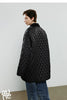 Women Cotton Jacket Winter Retro Diamond Grid Workwear Large Pocket Mid Length Jacket Brown