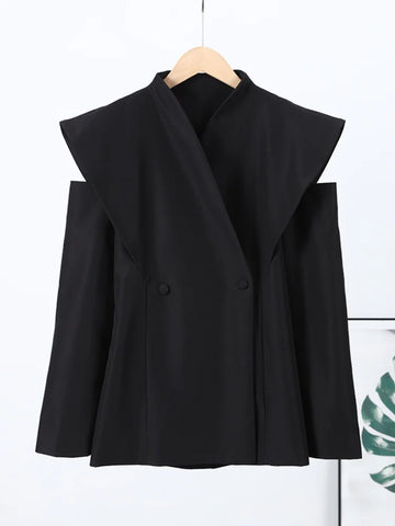 Hollow Out Long Sleeve Blazer Jacket For Women Spring Solid V-neck Waist Suit Coats Office Lady Chic Outerwear