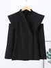 Hollow Out Long Sleeve Blazer Jacket For Women Spring Solid V-neck Waist Suit Coats Office Lady Chic Outerwear
