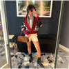 Geometric Printed Knitted Jackets For Women Autumn Long Sleeve Sweater Coats Single Breasted Lady Street Chic Tops