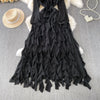 Retro Elegant V-neck ruffle lace-up pleated long sleeve A-line Casual High Waist Dress Women Autumn Dress