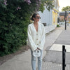 Women's Knitted Cardigan Solid Full Sleeve V Neck Ribbed Autumn Coat Commute Female Knitwear Cardigan Tops