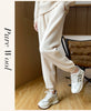 Women's Sports Wool Pants in AutumnWinter Solid Color Pockets Warm High-Quality Casual 100% Merino Pure Wool Small Leg Pants