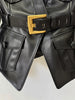 High Street Designer Jacket Women's Belt Slim Fitting Leather Button Pocket Decoration Artificial Leather Blazer