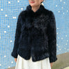Winter Women Turtle neck Warm Knitted Natural Fur coat Long Sleeve Female Warm Winter Genuine Fur Jacket Thick Outwear