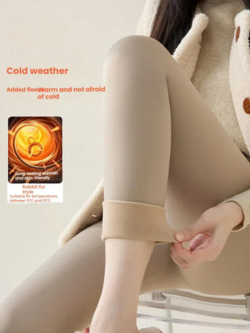 Winter Thermal Fleece Lined Leggings Women's Outdoor Wear Thickened Plush Trousers Cold Weather Warm Pants Woman Clothing