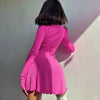 Spring Elegant Pretty Women Dresses Black Sexy Short Dress Female V Neck Long Sleeve Slim Solid Color Mini Dress