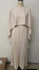 Elegant Crew Neck Pleated Long Dress Women Casual Solid Loose Cloak Sleeve Ruffle Maxi Dresses For Women Spring Autumn Vestidos